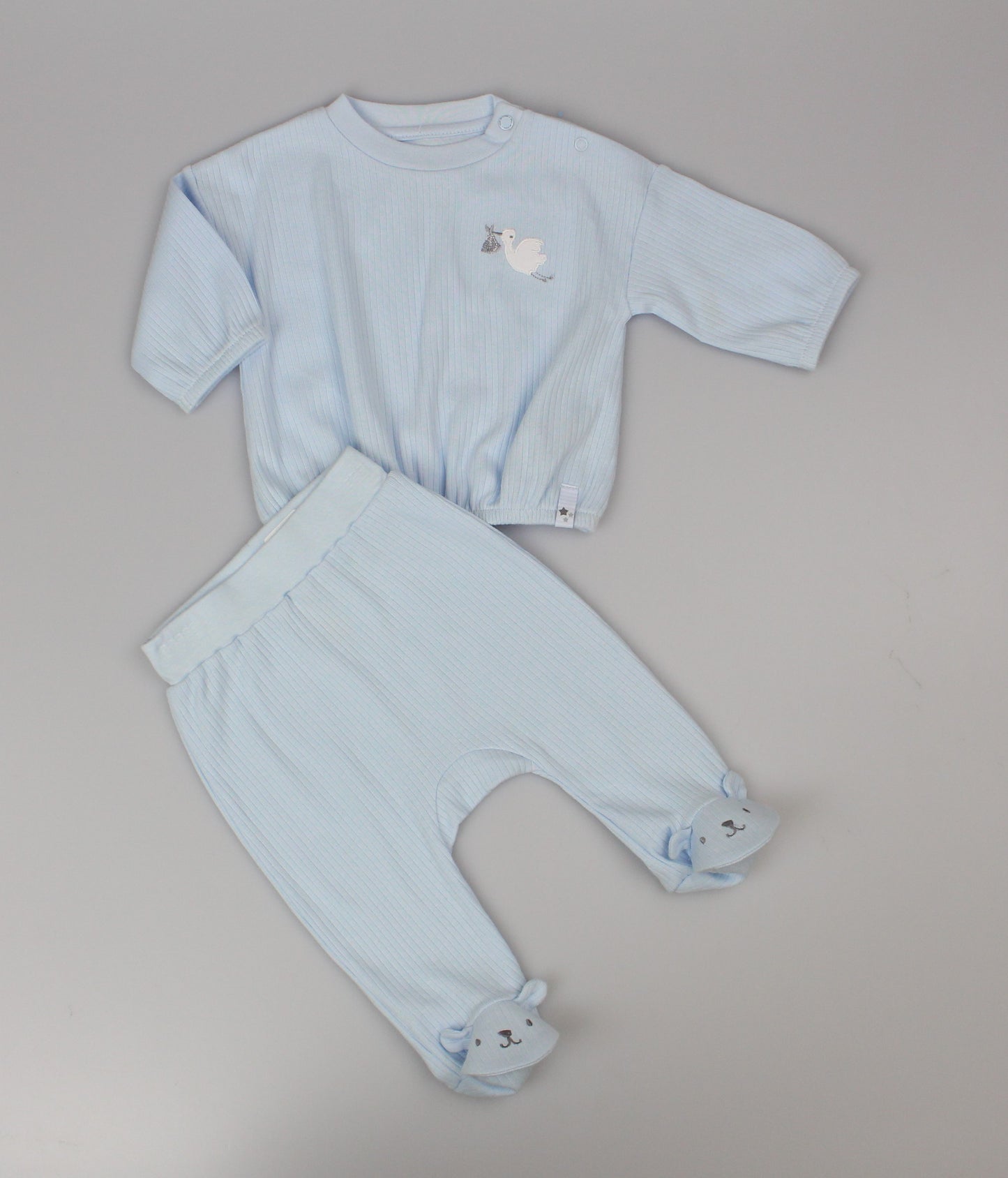 Baby Boys 2pc Cotton Rib Top/Jogger Set - Sky (0-6m) (PK6) J13804