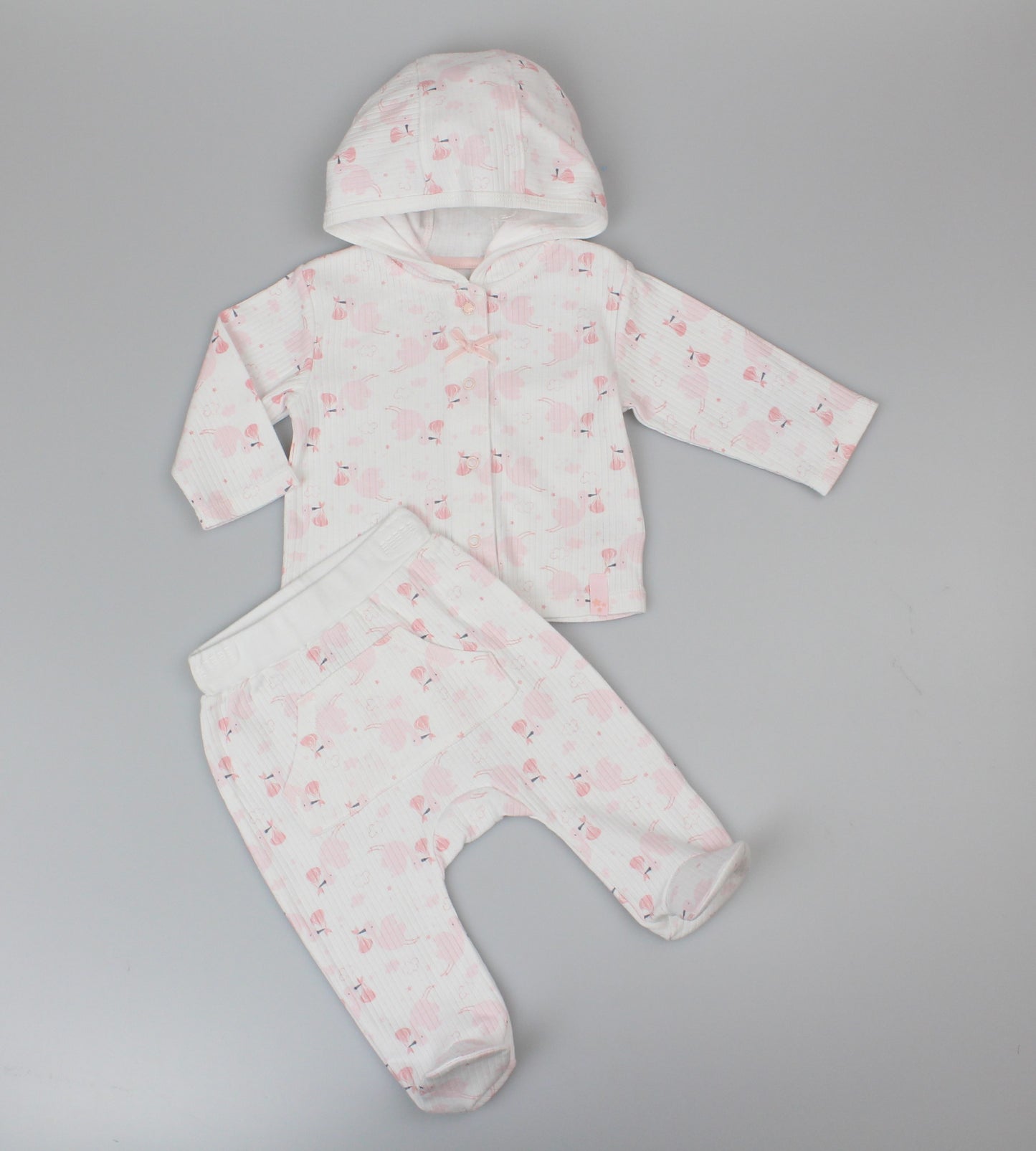 Baby Girls 2pc Cotton Rib Jacket/Jogger Set - Pink (0-6m) (PK6) J13805