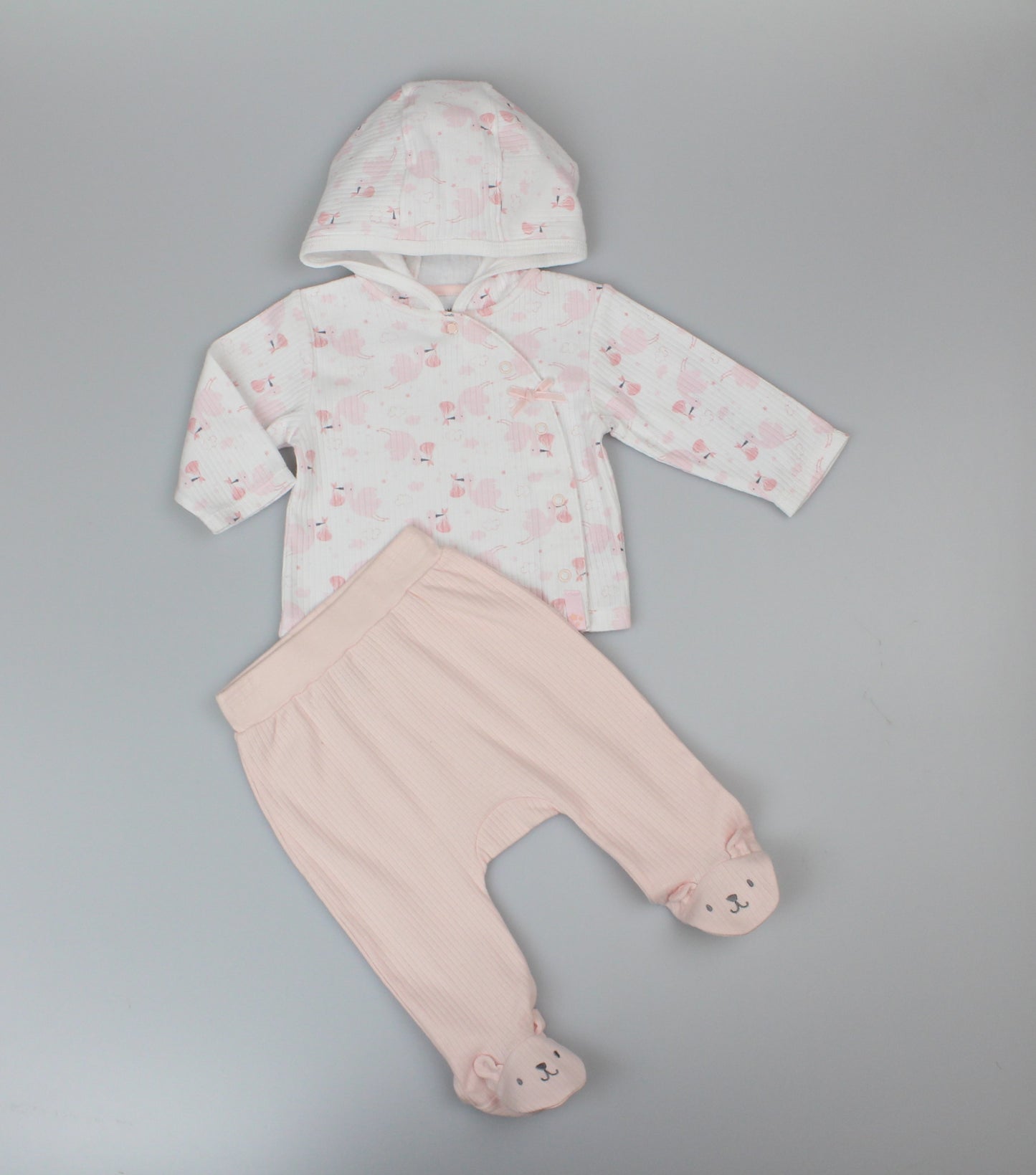 Baby Girls 2pc Cotton Rib Jacket/Jogger Set - Pink (0-6m) (PK6) J13806