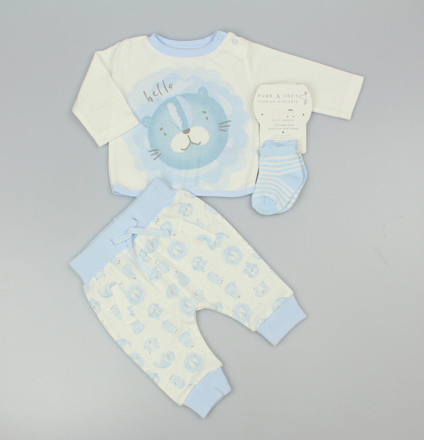 Baby Boys 2pc Set - Sky/Hello (0-9m) (PK6) M15959