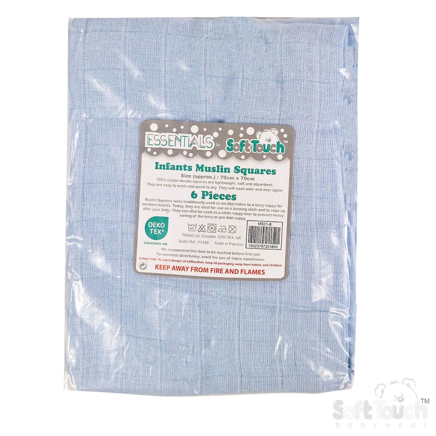 Blue Muslin Squares (PK6) MS01-B