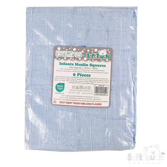 Blue Muslin Squares (PK6) MS01-B