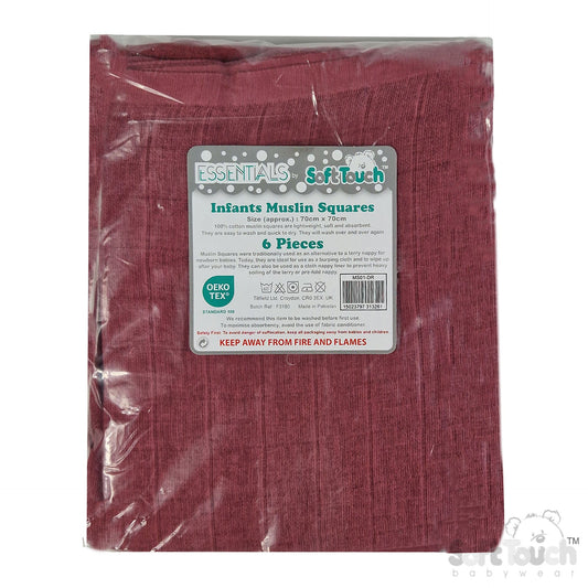 Deco Rose Muslin Squares (PK6) MS01-DR
