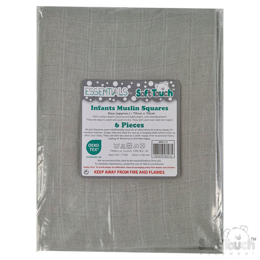 Grey Muslin Squares (PK6) MS01-G
