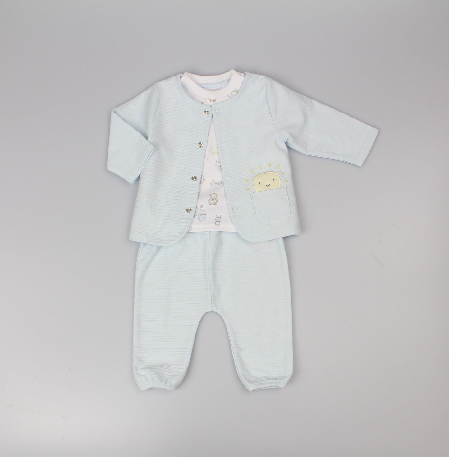 Boys 3pc jacket set nursery ottoman (0-6 Months) (PK6) E13312