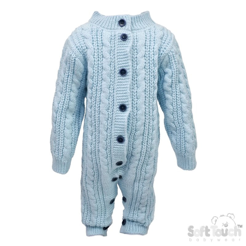 Long Sleeved Knitted Romper - Blue (0-12m) (PK6) RM16-B