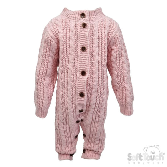 Long Sleeved Knitted Romper -  Dusty Pink (0-12m) (PK6) RM16-DP