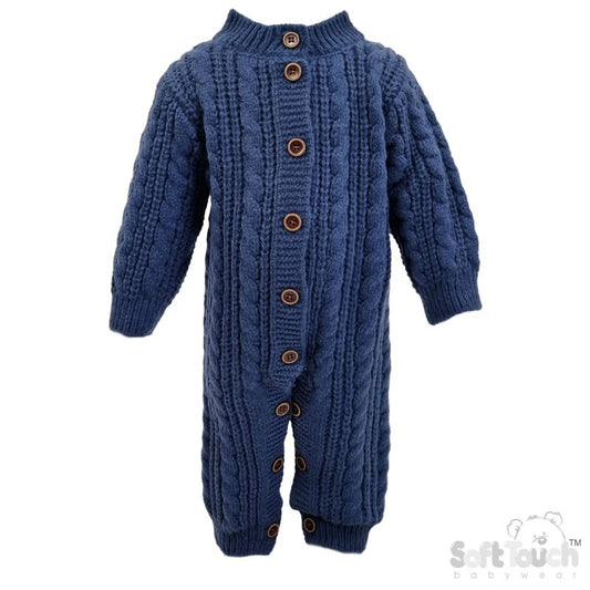 Long Sleeved Knitted Romper -  Steel Blue (0-12m) (PK6) RM16-SB