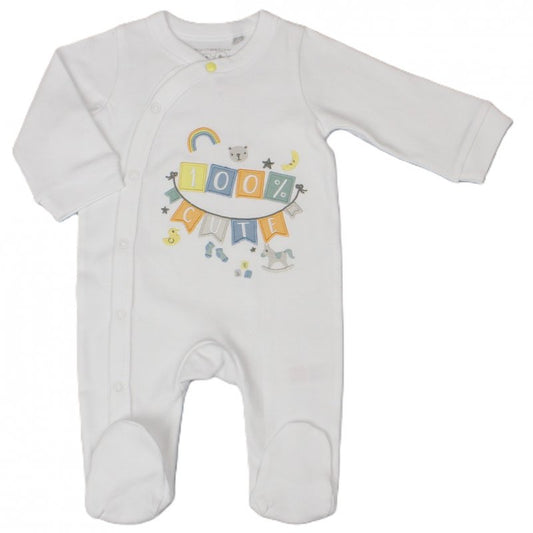 Baby Cotton Sleepsuit - '100% Cute' - (NB-3M) (PK6) H03605