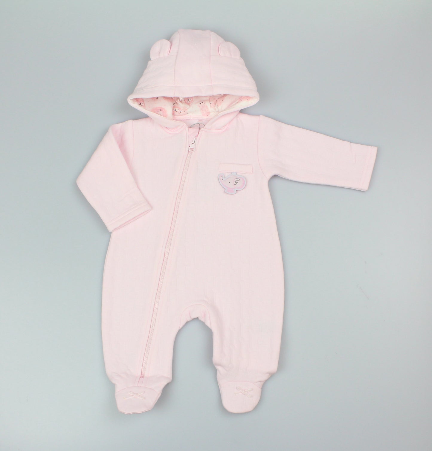 Baby Plain Hooded All in One - Pink (0-9m) (PK6) M15951