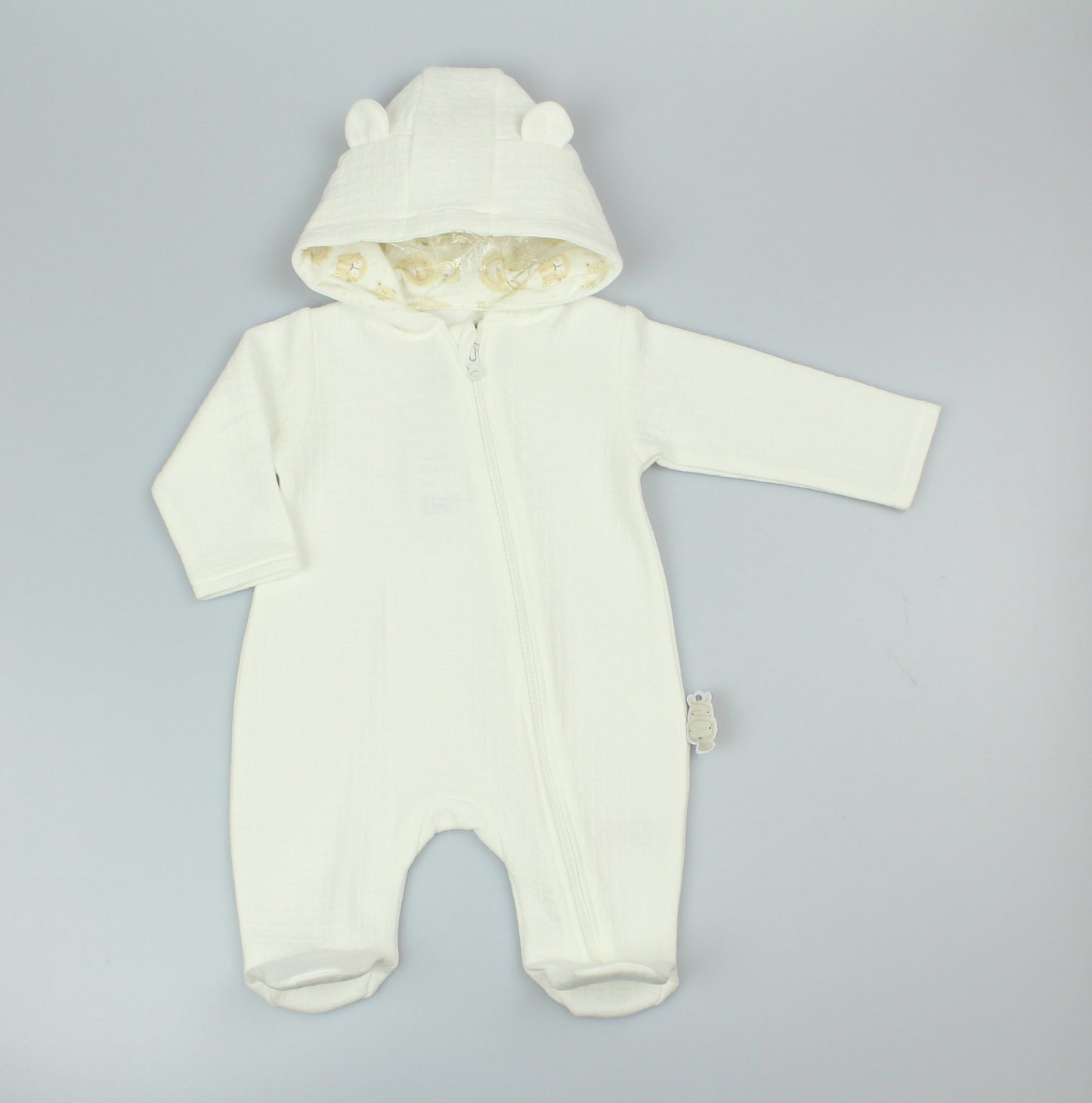 Baby Plain Hooded All in One - Cream (0-9m) (PK6) M15960