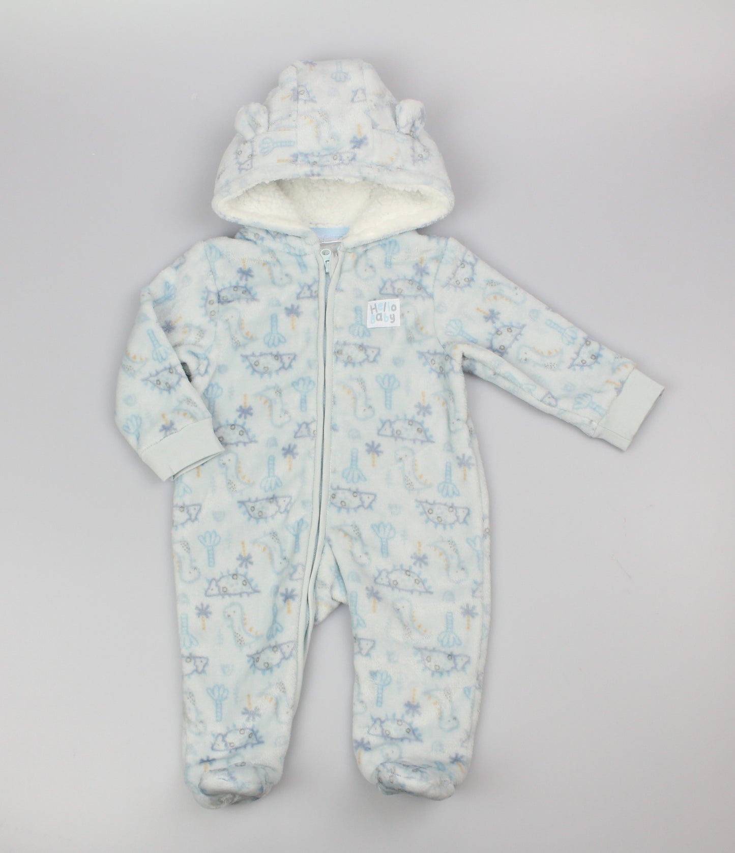 Baby Zipped Plush Fleece Pramsuit - Dino (3-12m) (PK6) M26075