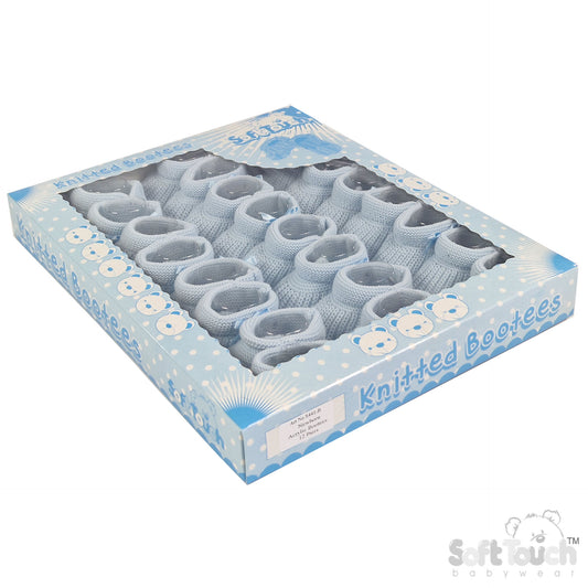 BLUE ACRYLIC BOOTEES WITH BOW - S441B