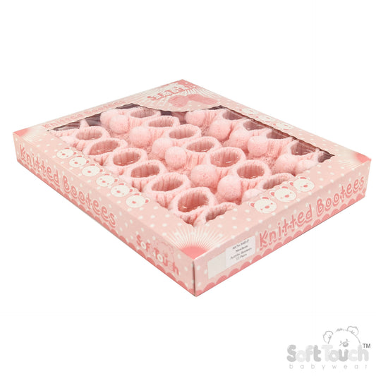 PINK ACRYLIC BABY BOOTEE WITH POM POM - S443P