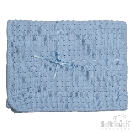 Blue Waffle Shawl - Ribbon (95x95cm) (PK4) SH12-B