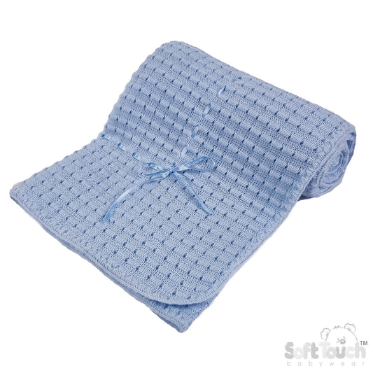 Blue Waffle Shawl - Ribbon (95x95cm) (PK4) SH12-B