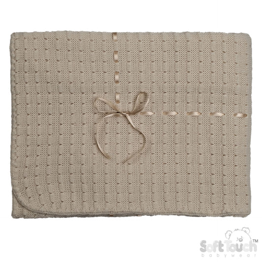 Coffee Waffle Shawl - Ribbon (95x95cm) (PK4) SH12-COF