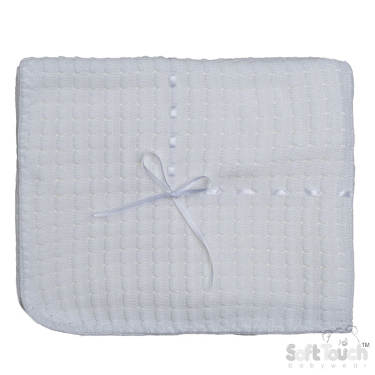 White Waffle Shawl - Ribbon (95x95cm) (PK4) SH12-W