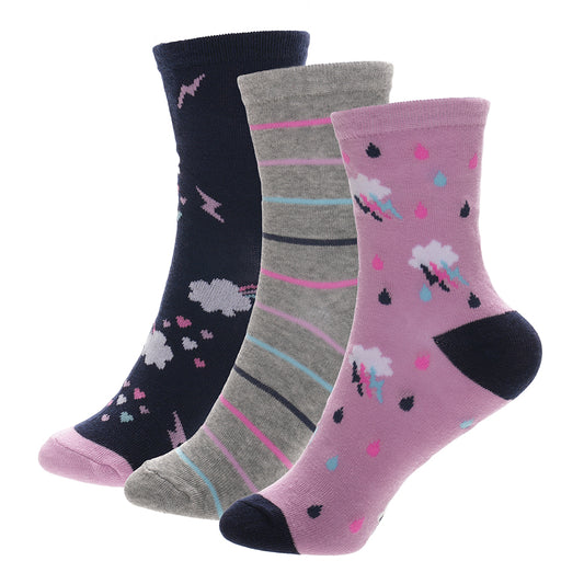 Girls 3pk Socks -Unicorn (PK12) (6-8.5 to 12.5-3.5) SK1405