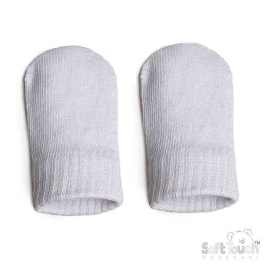 White Brushed Cotton Knit Mittens (NB-12) (PK12) BM704W