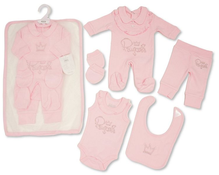 Baby Girls 5 Pieces Gift Set - Princess (NB-6m) (PK6) GP-25-1294P