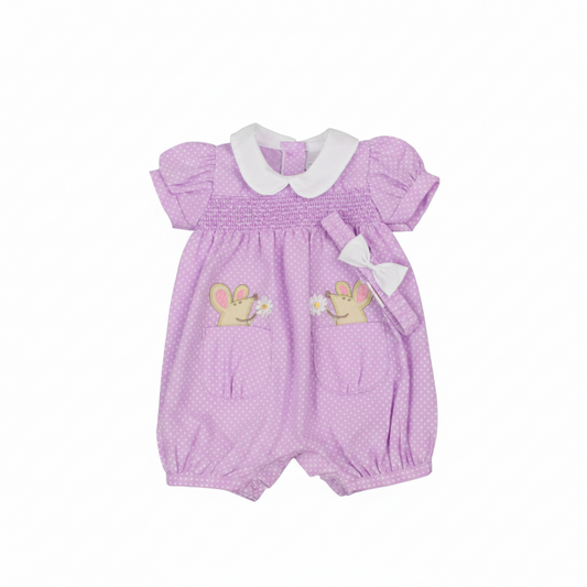 2pc Baby Girls Romper Set - Purple (0-9m) (PK6) - K14241