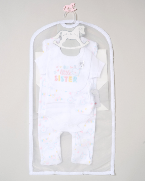 5pc Baby Mesh Bag Gift Set - Best Little Sister (PK4) (NB-6m) H13698NB