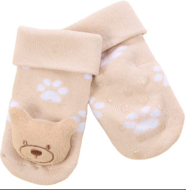 Baby Novelty Socks with Rattle - Teddy (0-12) (PK6) 44B1027