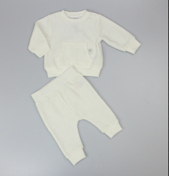 Baby Boys 2pc Jog Set - Bear/White (0-6M) (PK6) - J13954