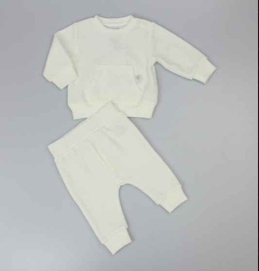 Baby Boys 2pc Jog Set - Bear/White (0-6M) (PK6) - J13954