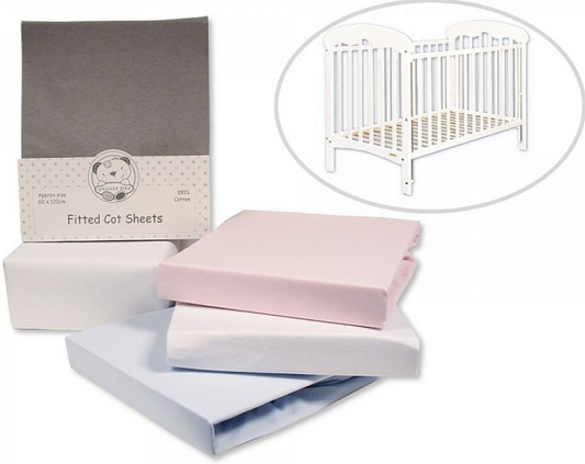 2 Pack Cotton Cot Sheets - Fitted - (60x120CM) BW-111-233