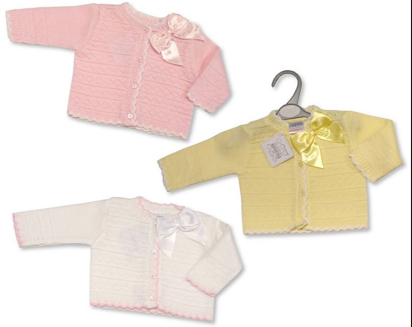 Knitted Baby Girls Cardigan with Bow (9-24 Months) (PK6) Bw-10-180