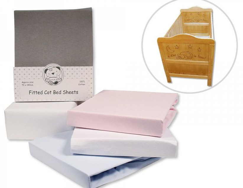 2 Pack Cotton Cot-Bed Sheets - Fitted - (70x140cm) BW-111-234