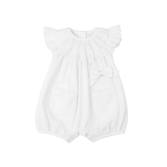 2pc Baby Girls Romper Set - White (0-9m) (PK6) - K14238