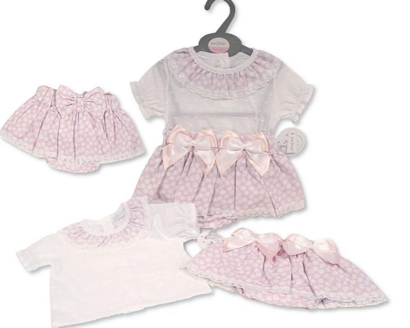Baby Girls Skirt Set with Bows and Lace - Purple (0-12 Months) (PK6) Bis-2120-6137