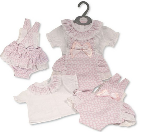 Baby Girls Dungaree Set with Bows and Lace - Purple - (12-24m) (PK6) BIS-2120-6138a