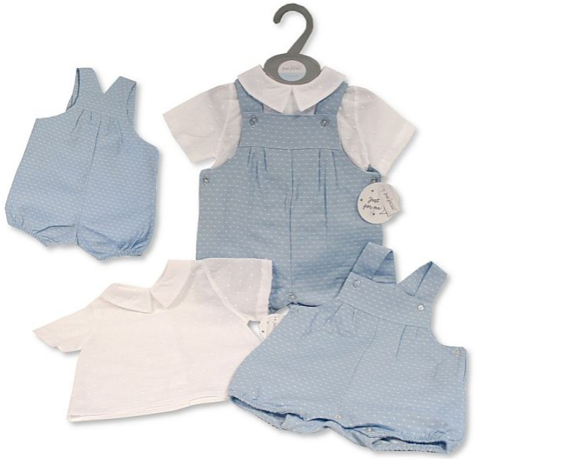 Baby Boys Dungaree Set - Sky - (12-24m) (PK6) BIS-2120-6143a