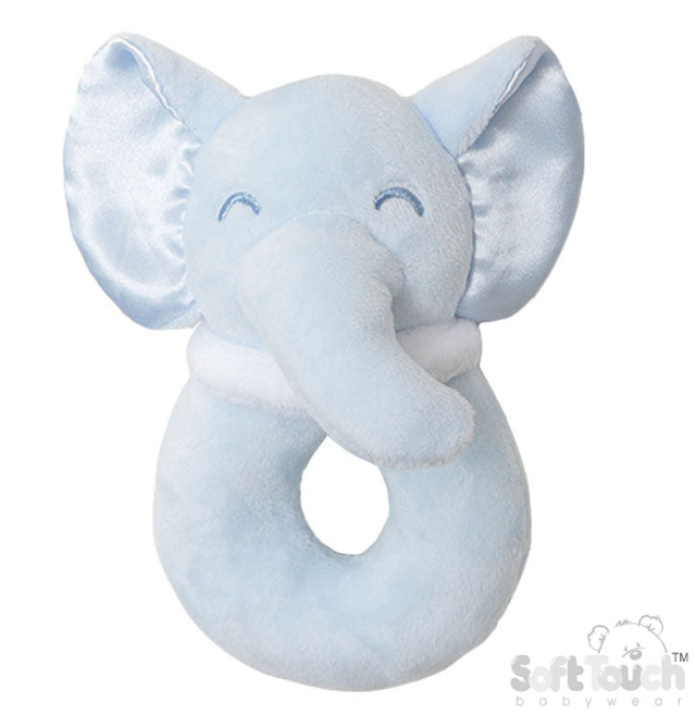 BLUE ELEPHANT RATTLE TOY (PK6) RT36-B