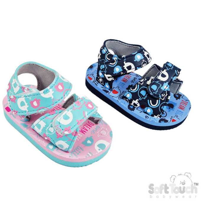 DREAM BIG LITTLE ONE/ELEPHANT PRINT SANDALS (9 to 18 Months) (PK6) E58