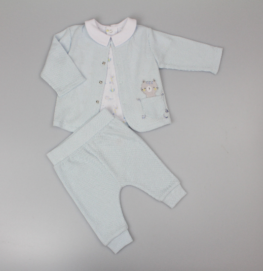 Baby Boys 3pc Set - Sky/Cat (0-6M) (PK6) J13953