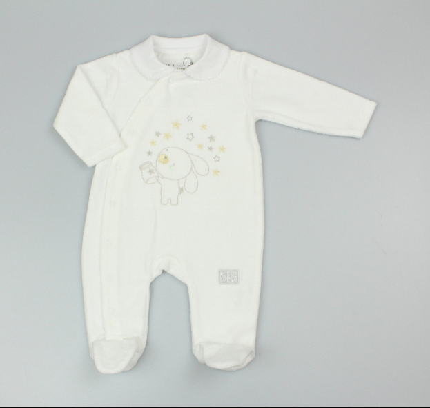 Baby Velour All in One - Cream/Bunny (0-9M) (PK6) M15978