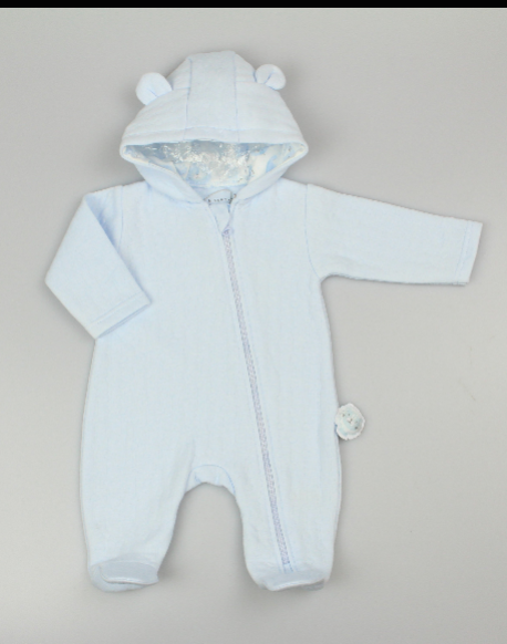Baby Plain Hooded All in One - Sky (0-9m) (PK6) M15955