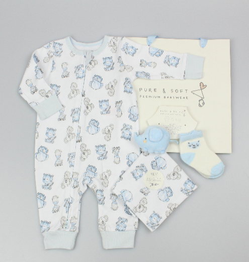 Baby Gift Set - Blue Elephant (0-6m) (PK6) M15855
