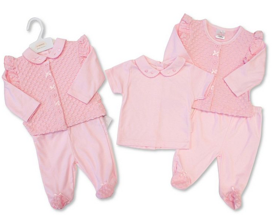 Baby Girls Jacquard All-In-One with Bows (NB-6m) (PK6) BIS-2020-2631