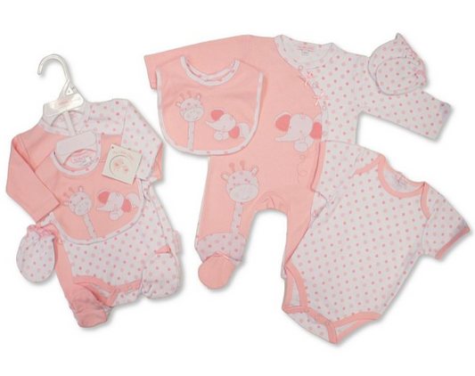 Baby Girls 4 Pieces Gift Set - Elephant and Giraffe (NB-6m) (PK6) GP-25-1332P
