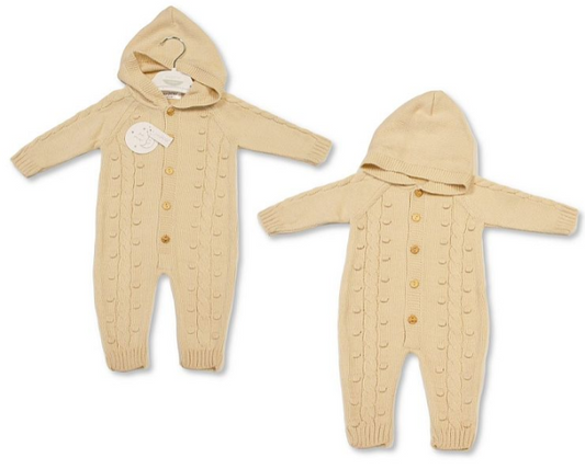 Knitted Baby All-In-One with Hood and Buttons (NB-6m) (PK6) BW-10-1231