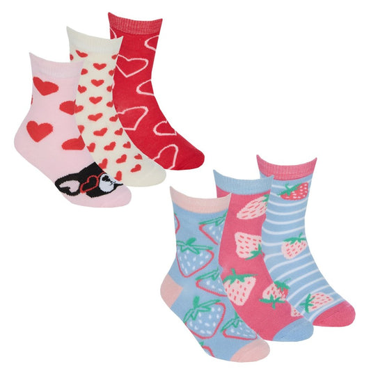 Girls 3 Pack Cotton Rich Design Socks (6-3.50 (PK 12) 43B873