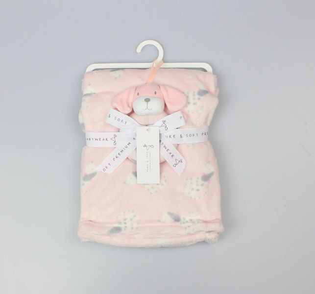 Plush Fleece blanket+rattle Pink Dalmatian - (PK6) G13072