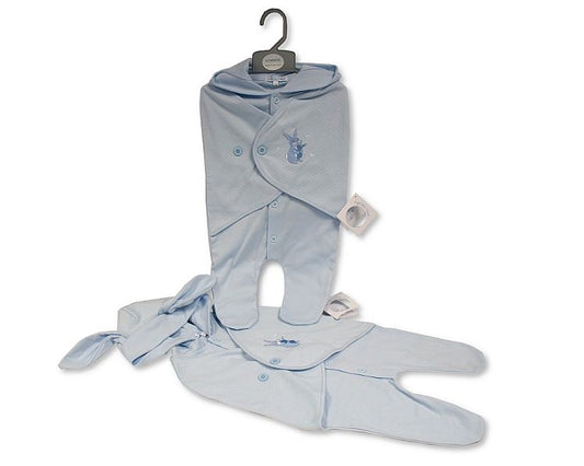 Baby Boys Wrap-Over All in One with Hood - Bunny (PK6) (NB-3) BIS-2020-2555