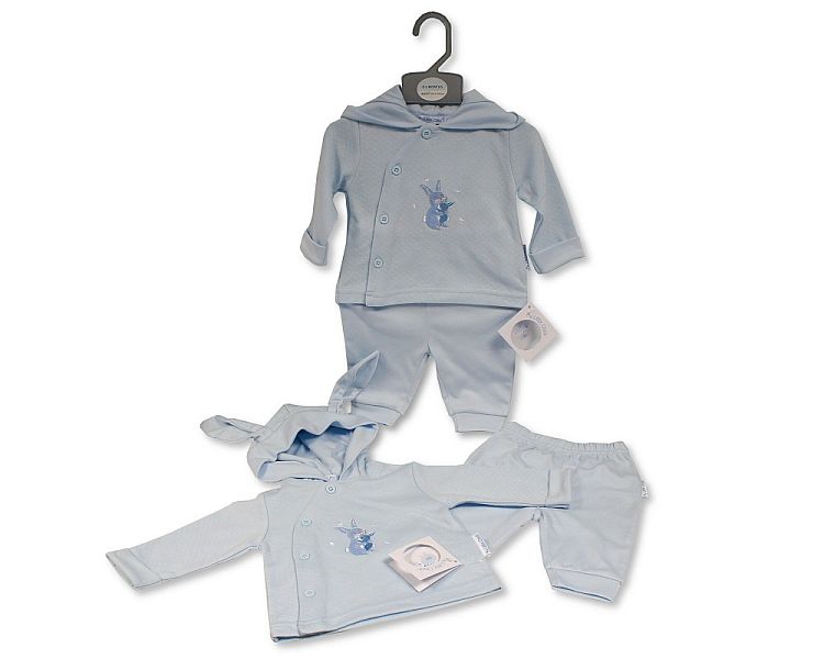 Baby Boys 2 pcs Set with Hood - Bunny (PK6) (NB-6) BIS-2020-2556